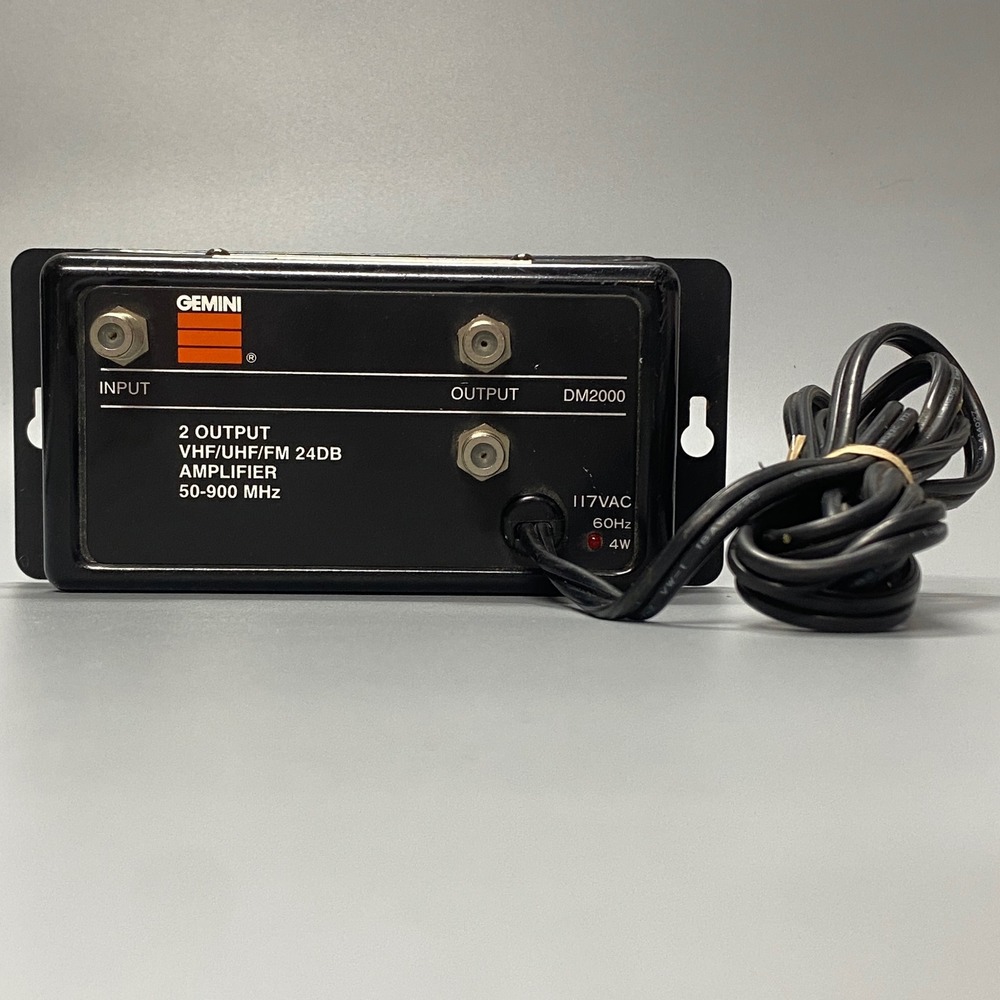 Gemini Signal Amplifier OS Black Excellent DM2000 VHF UHF FM 24dB 2-Output - Picture 4 of 11